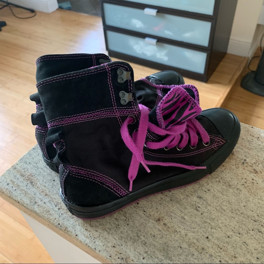 Black Purple High top Converse All Stars